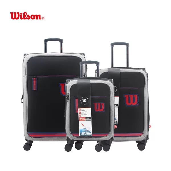 SET VALIJAS WILSON TELA 20"/24"/28" NEGRO/ROJO